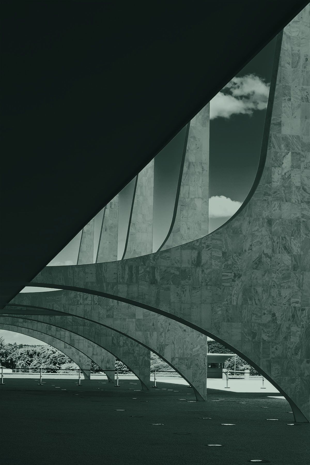 Colunas de mármore do Palácio do Planalto, em Brasília